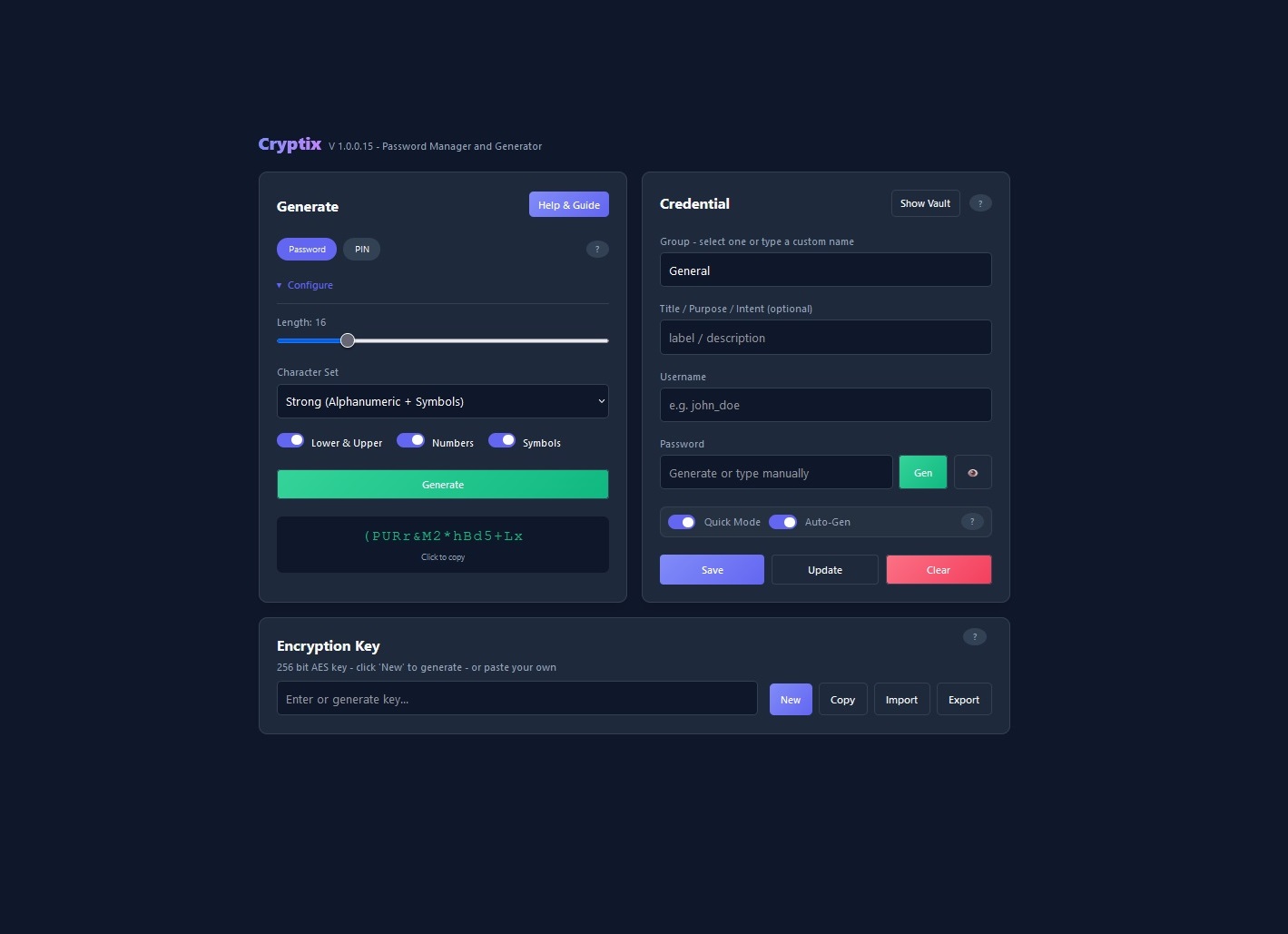 Cryptix Interface Vault Overview