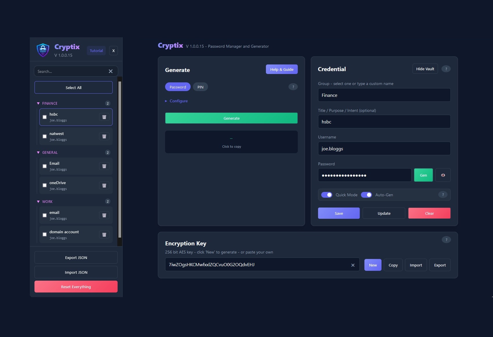Cryptix Interface Vault Overview