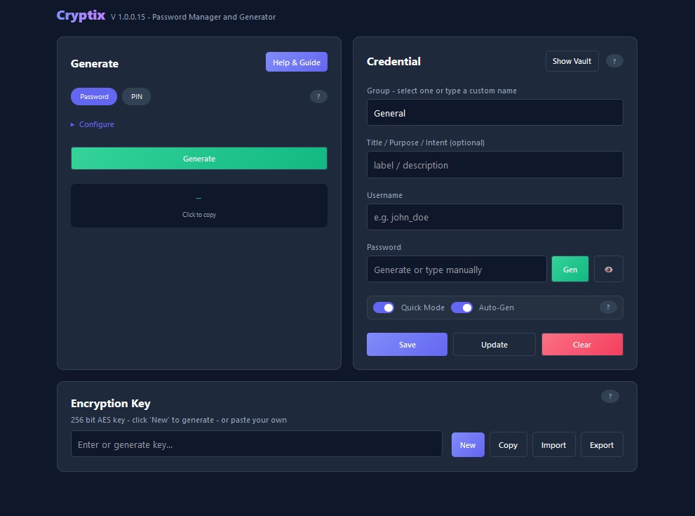 Cryptix Interface Overview