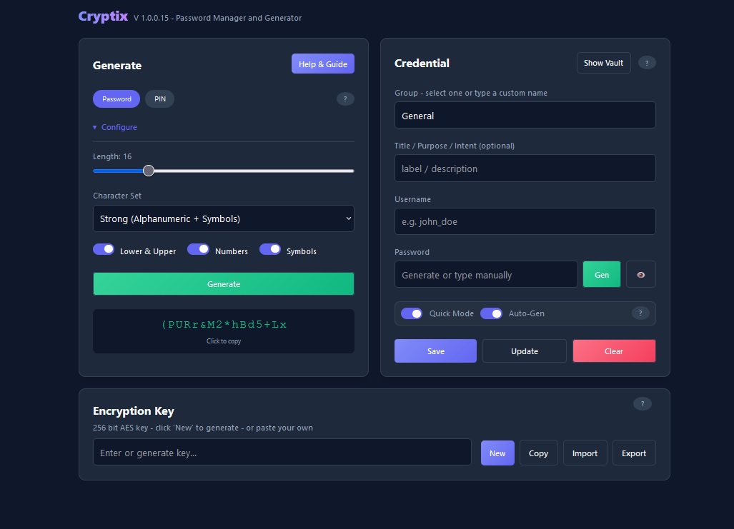 Cryptix Interface Vault Overview